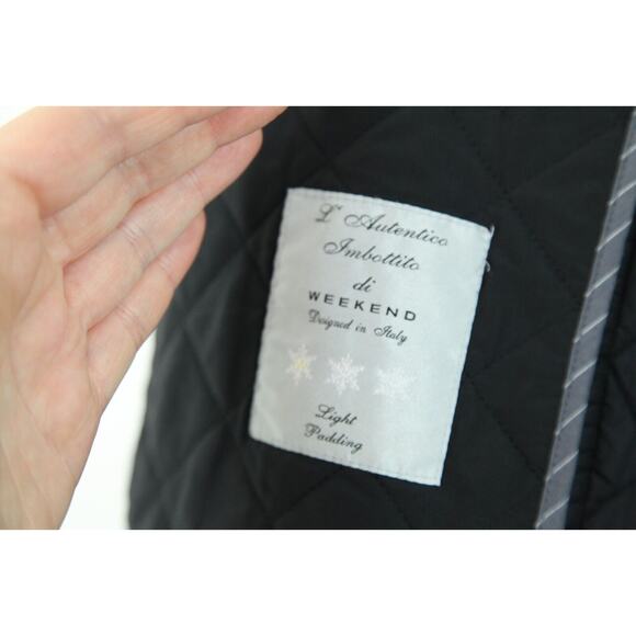 NO BELT Max Mara Weekend Black Quilted Women's Trench Coat US 12 - Picture 12 of 13